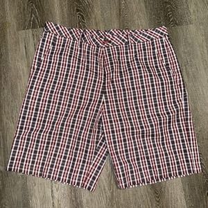 Ashford Mens Shorts red grey plaid 38w